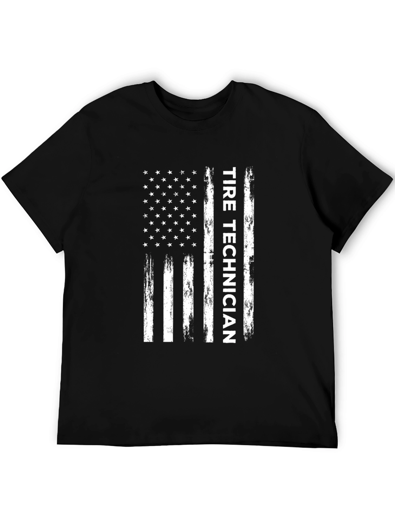 Tire Technician American Flag Graphic Tee - Black Cotton