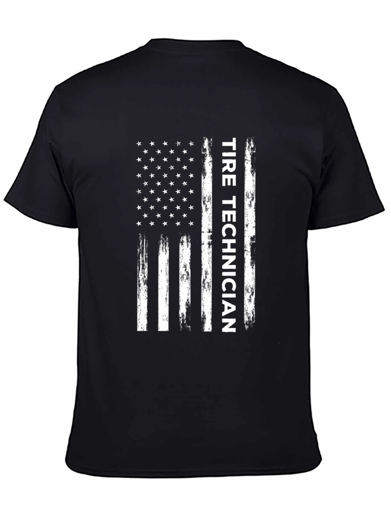 Tire Technician American Flag Graphic Tee - Black Cotton