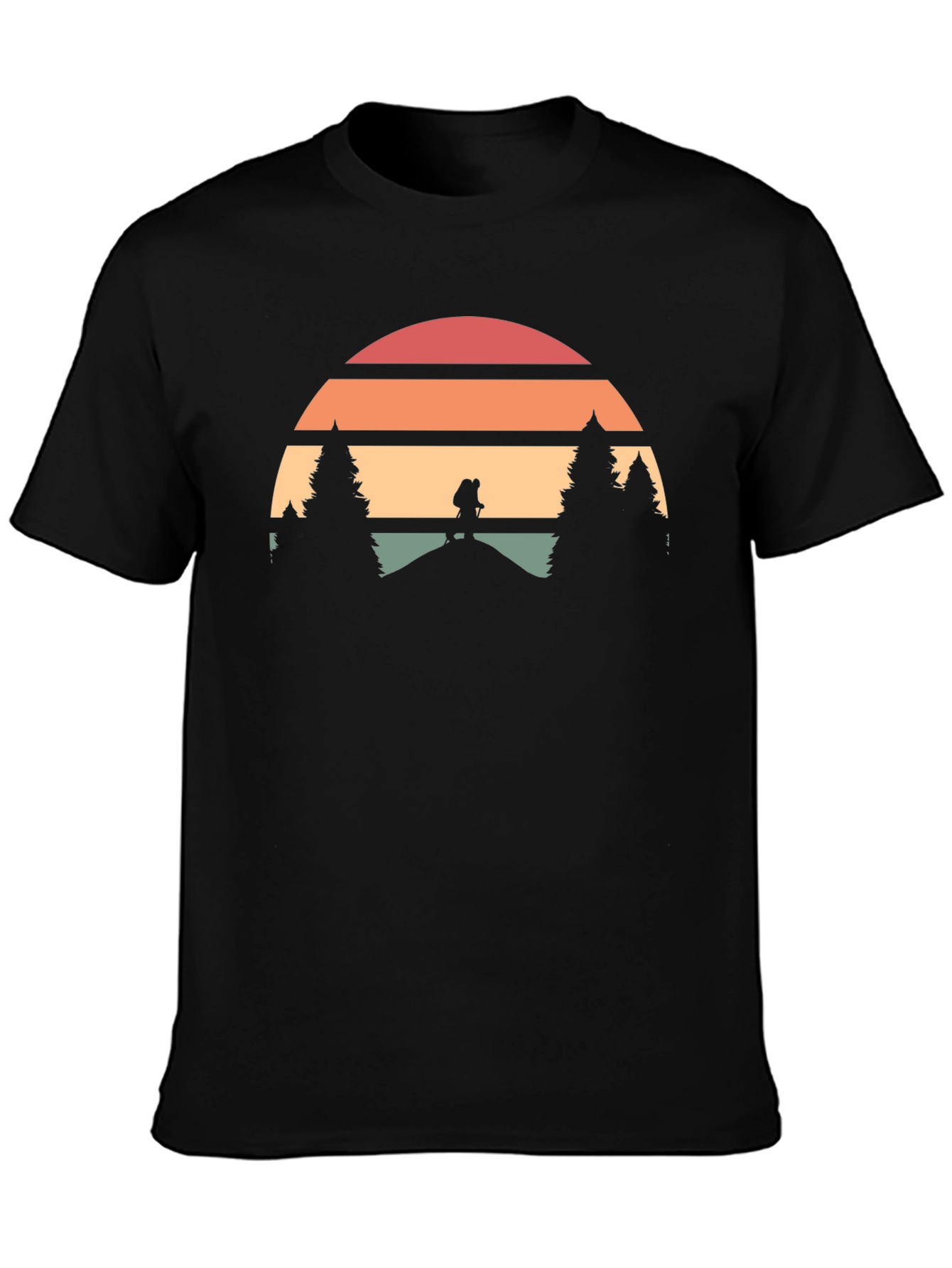 Retro Hiker Sunset Graphic Tee - Adventure Shirt