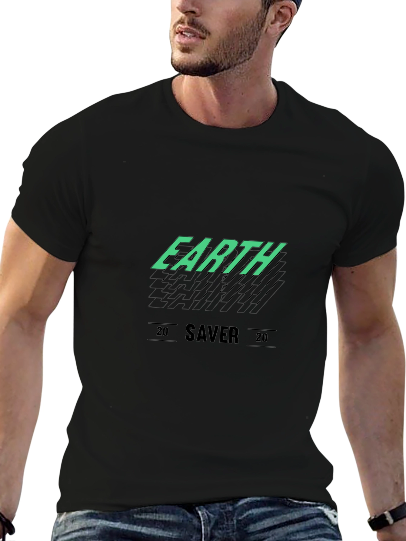 Earth Saver Graphic Tee - Black Cotton T-Shirt
