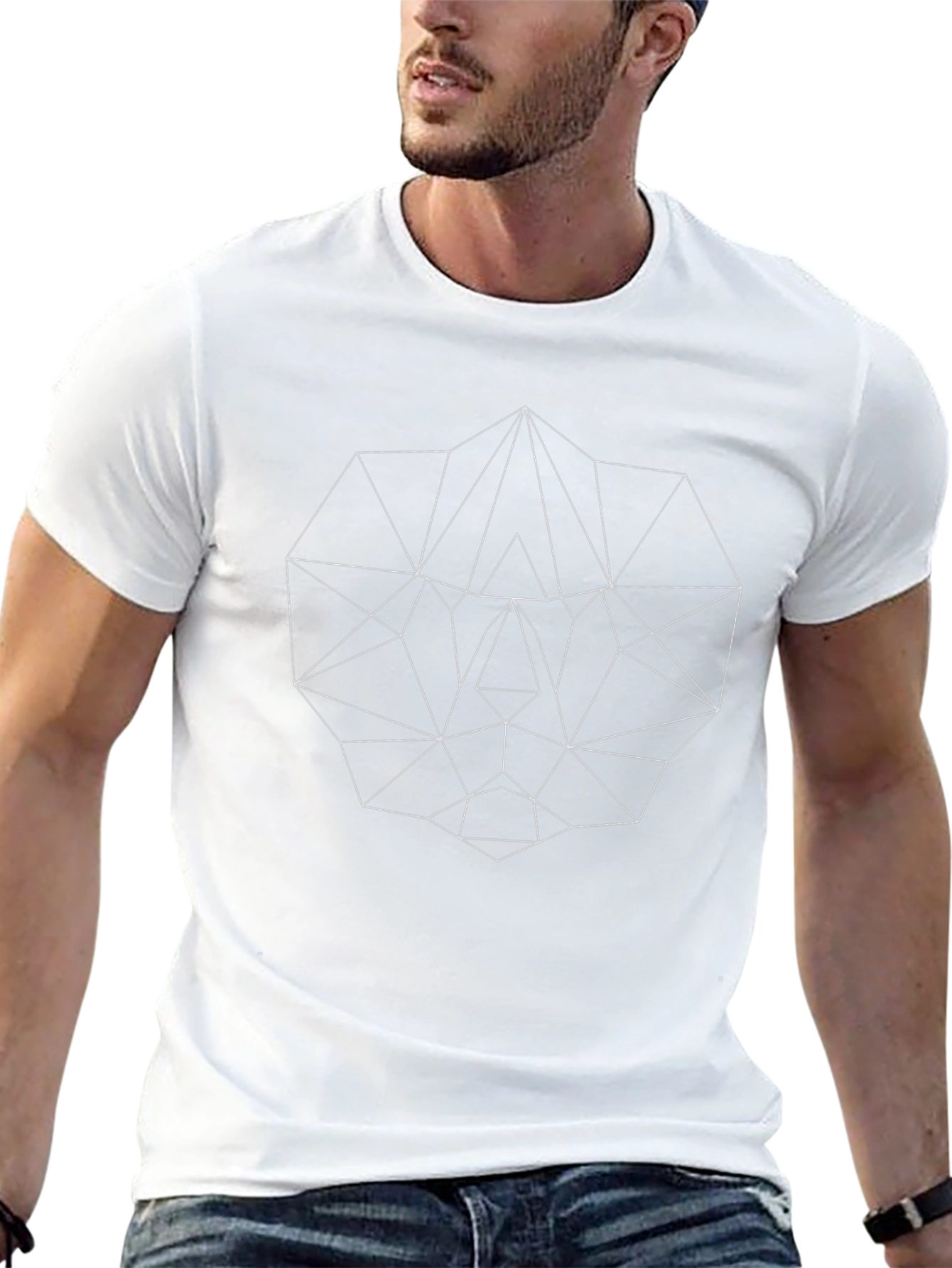 Geometric Line Art Graphic Tee - Black