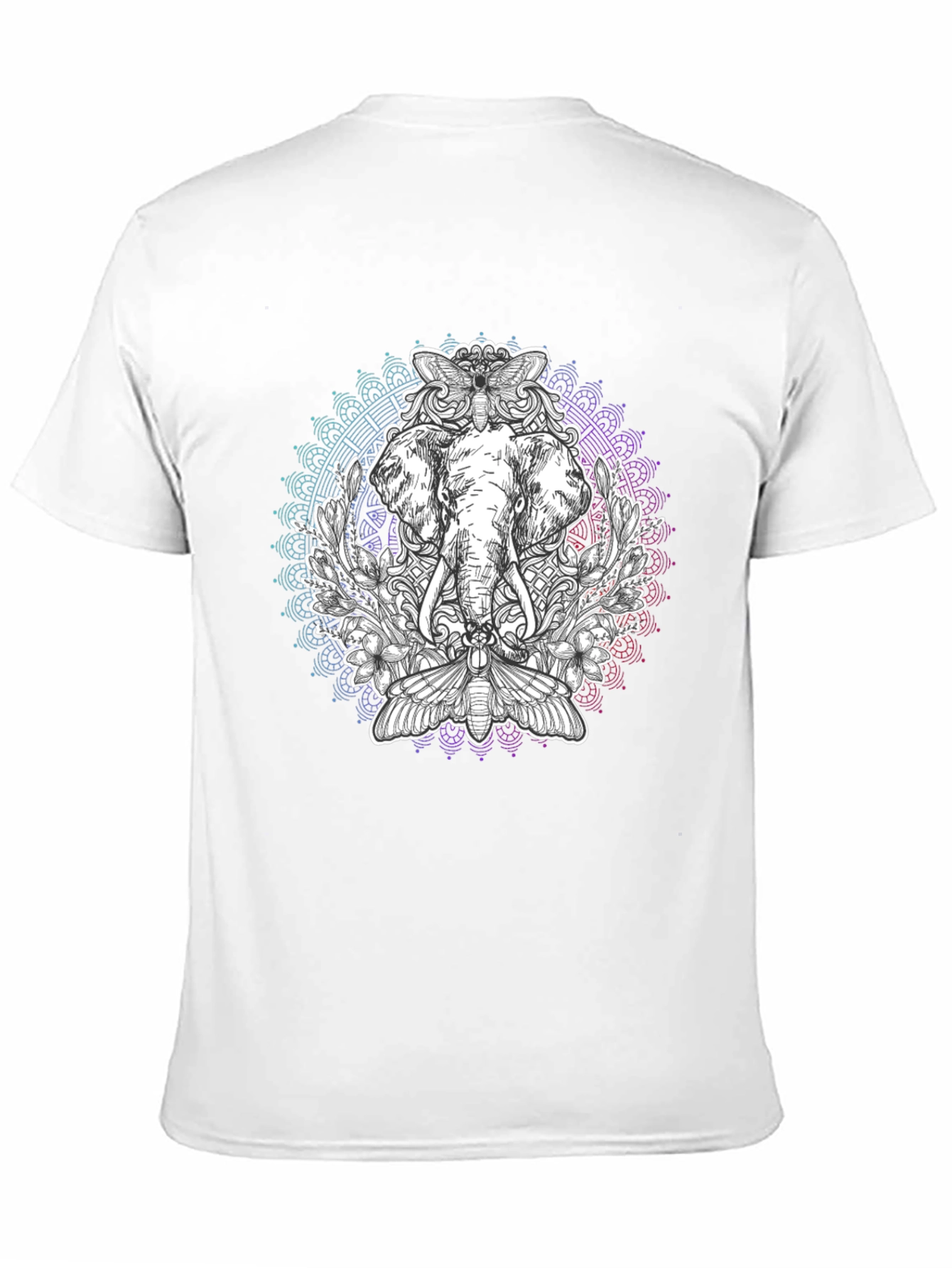 Elephant Mandala Graphic Print Black T-Shirt