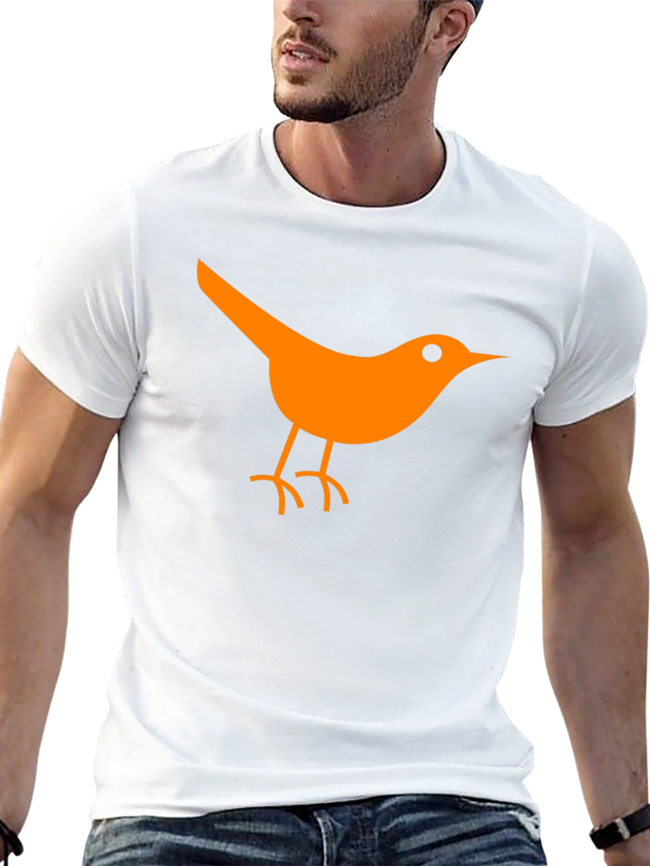 Orange Bird Graphic Black T-Shirt