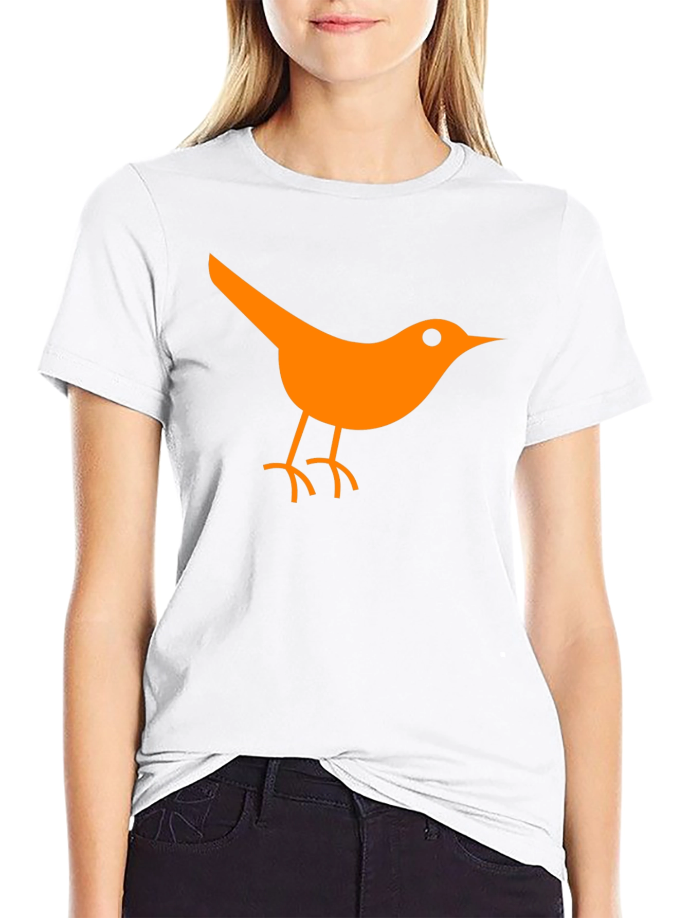Orange Bird Graphic Black T-Shirt