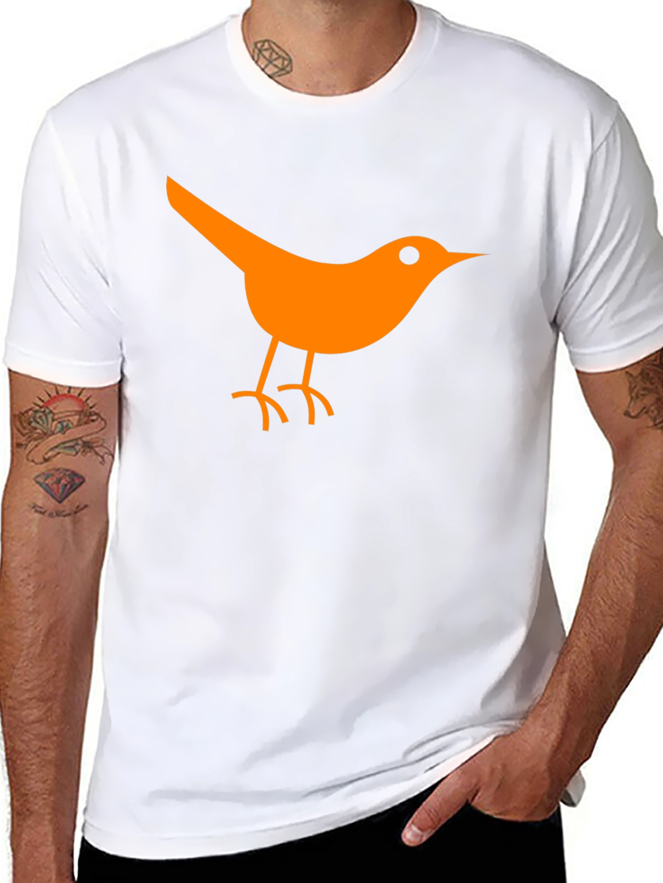 Orange Bird Graphic Black T-Shirt