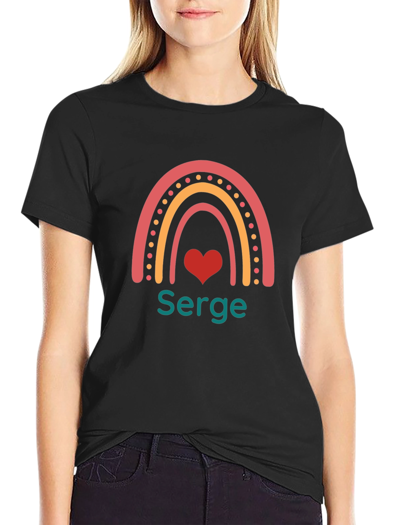 Rainbow Heart Serge T-Shirt - Custom Name Tee