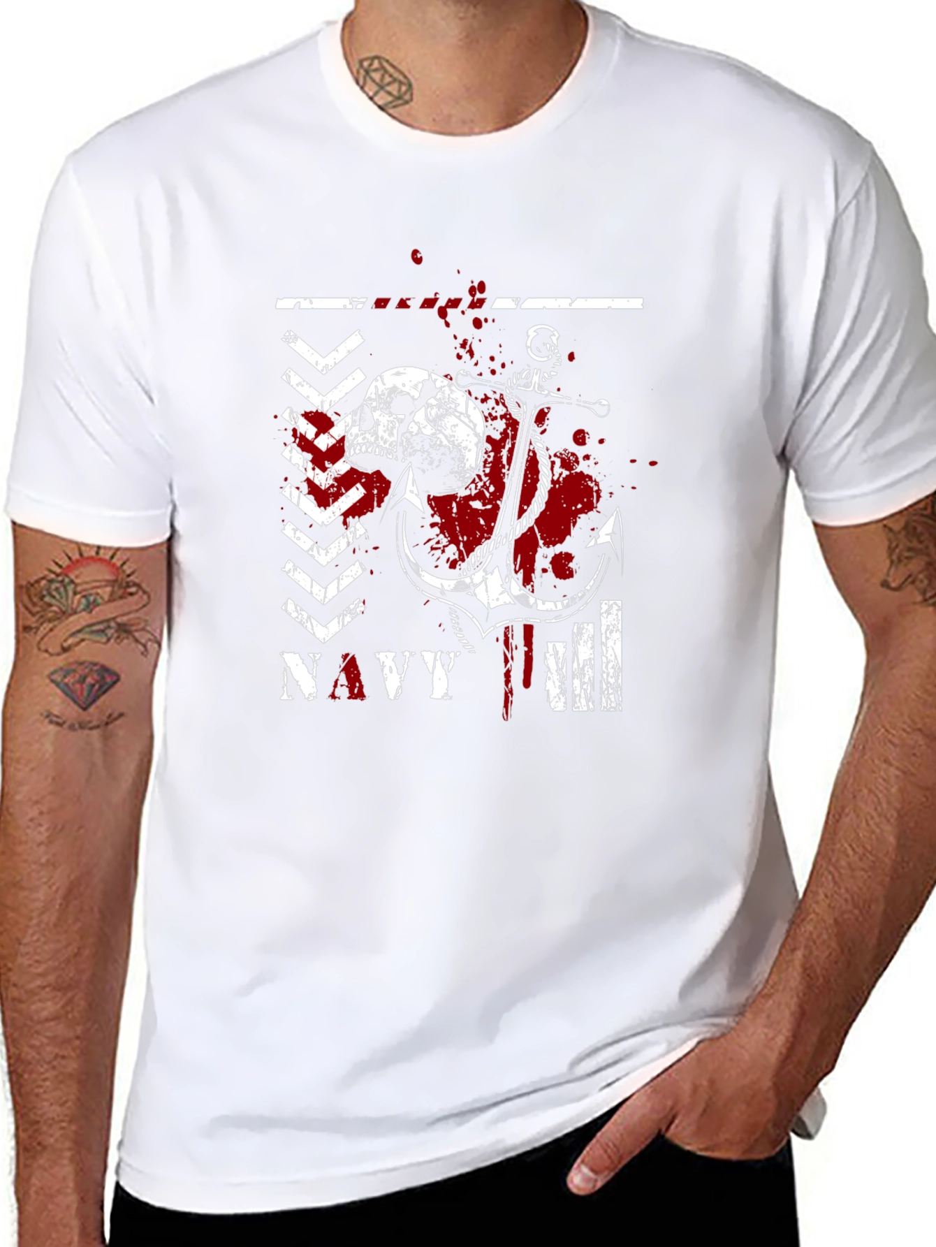 Navy Skull & Anchor Graphic Tee
