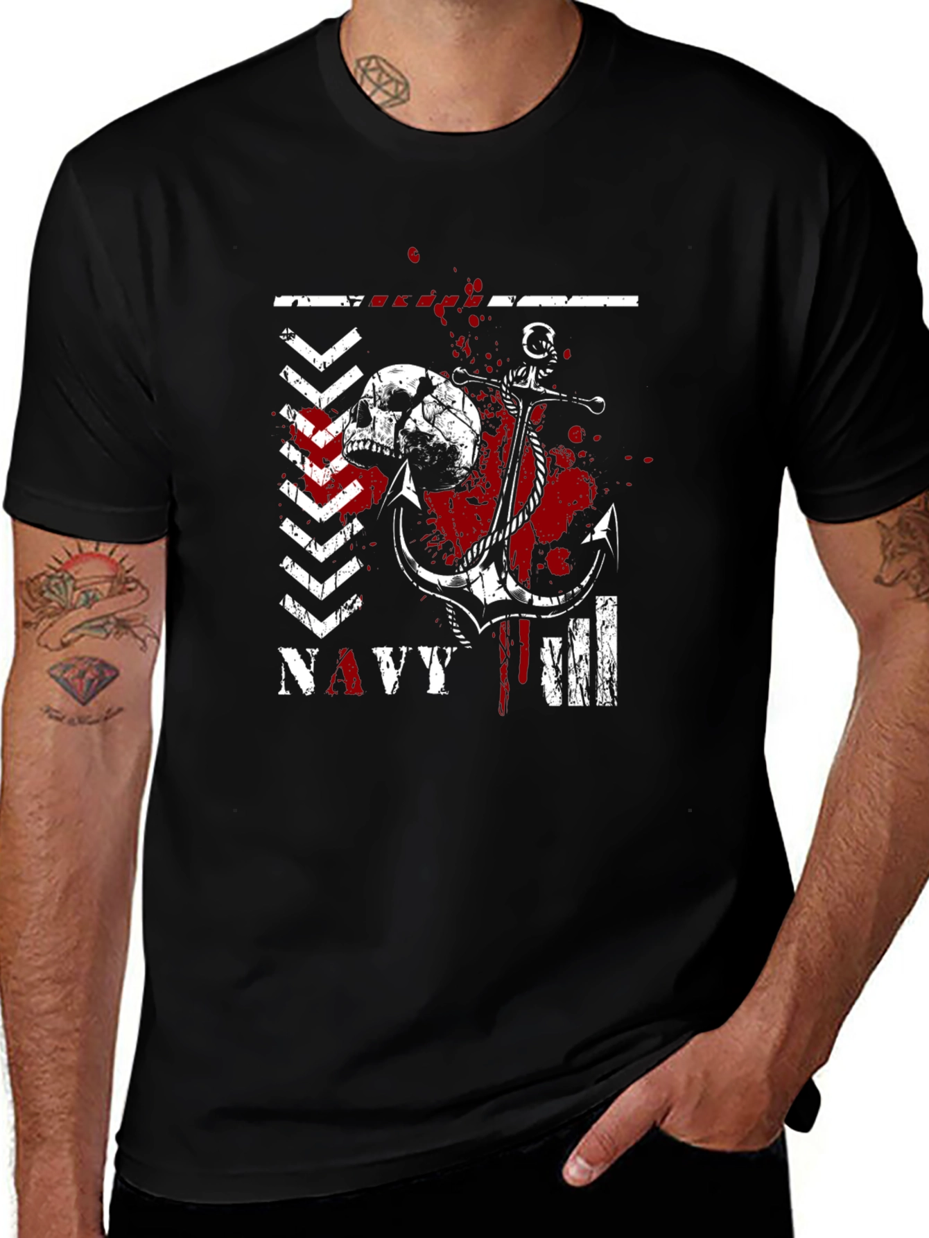 Navy Skull & Anchor Graphic Tee