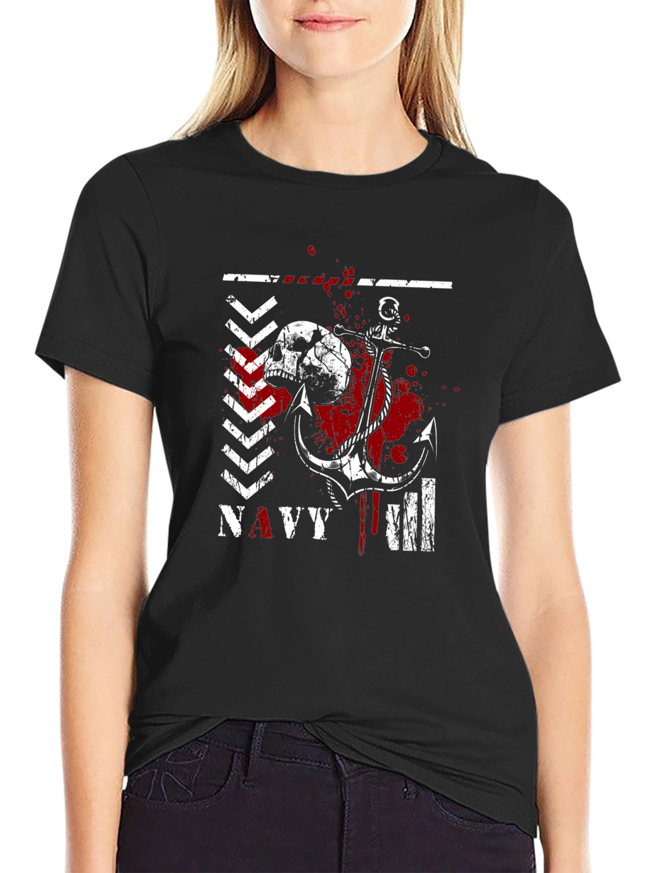Navy Skull & Anchor Graphic Tee