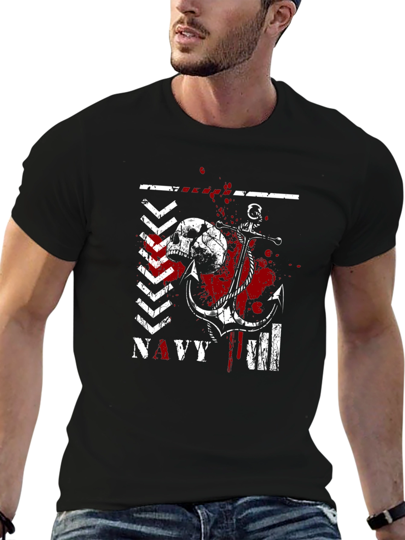 Navy Skull & Anchor Graphic Tee