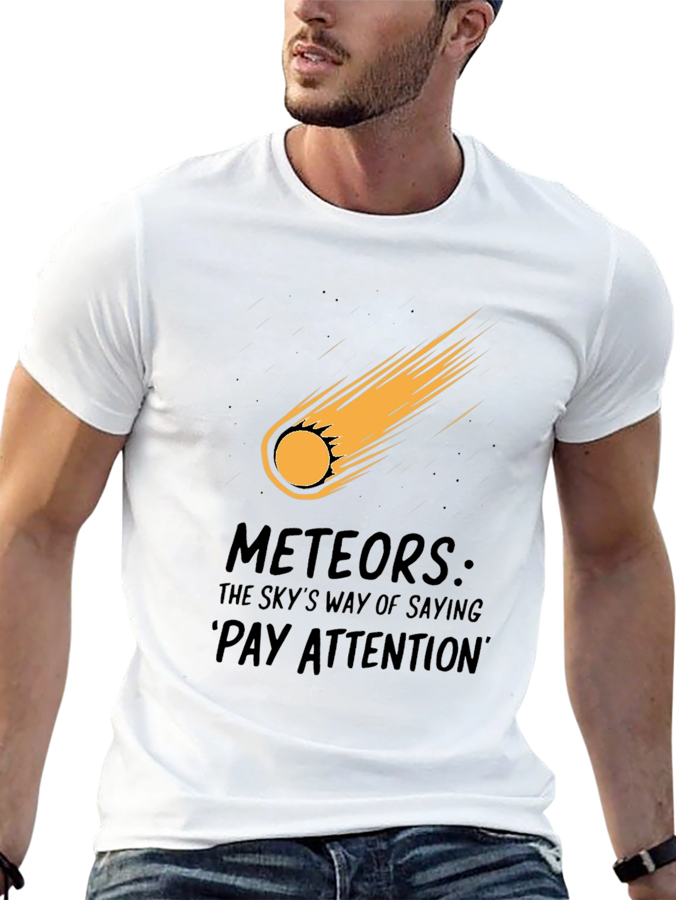 Meteor Strike Black T-Shirt - Pay Attention!