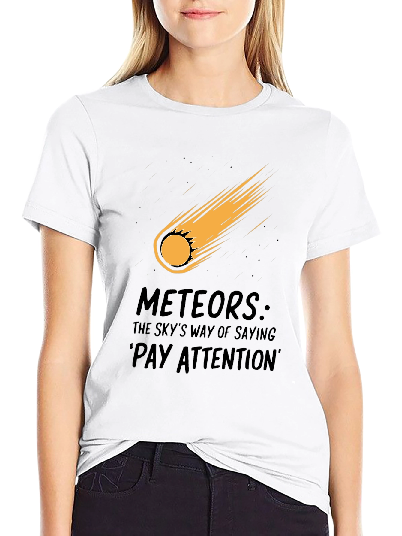 Meteor Strike Black T-Shirt - Pay Attention!
