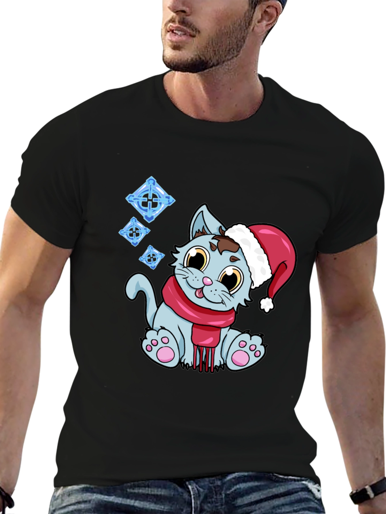 Festive Cat T-Shirt - Holiday Cheer