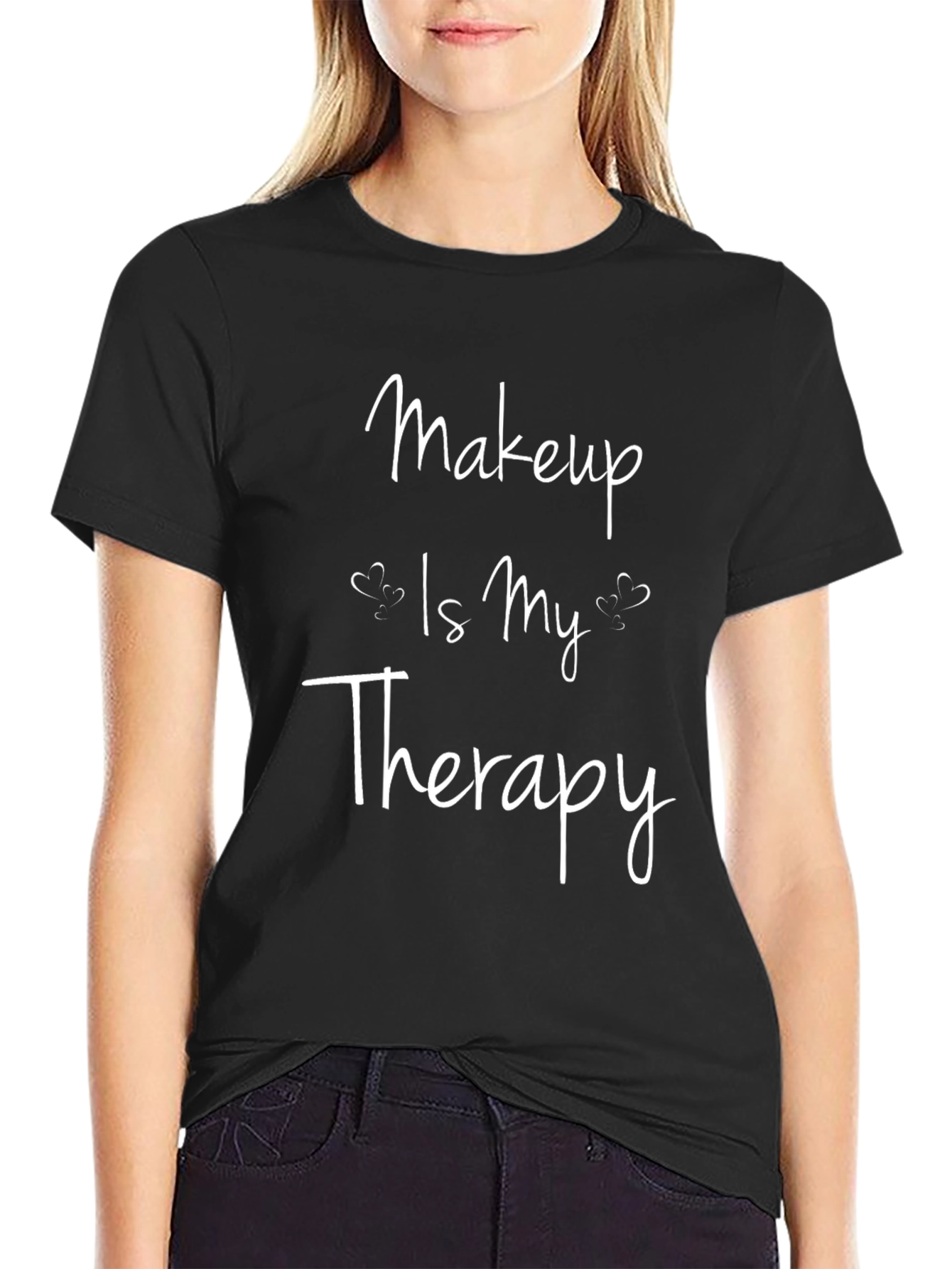 Makeup Is My Therapy Black Graphic T-Shirt