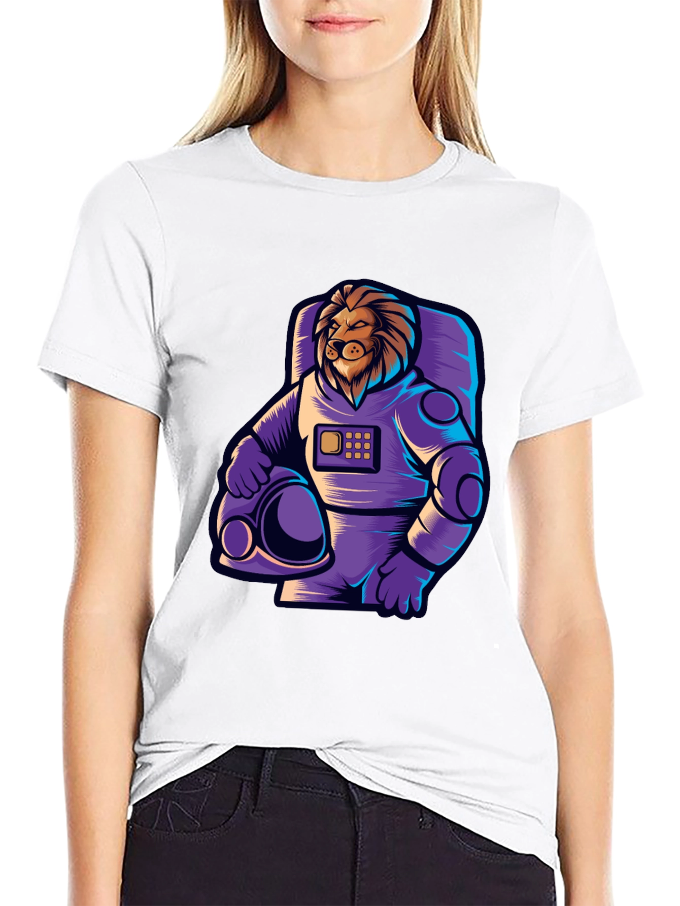 Lion Astronaut Graphic Tee - Cool Space Design