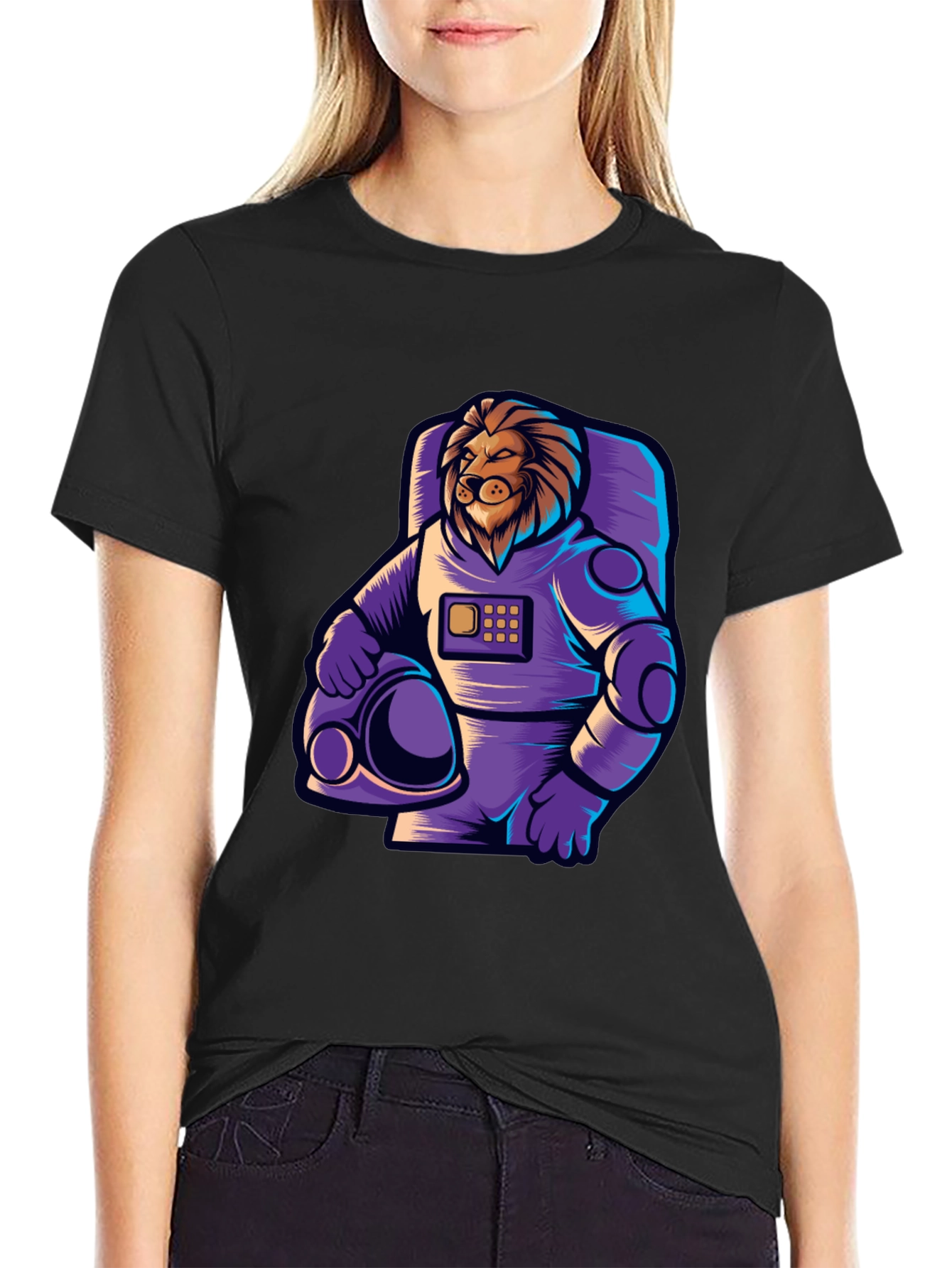 Lion Astronaut Graphic Tee - Cool Space Design