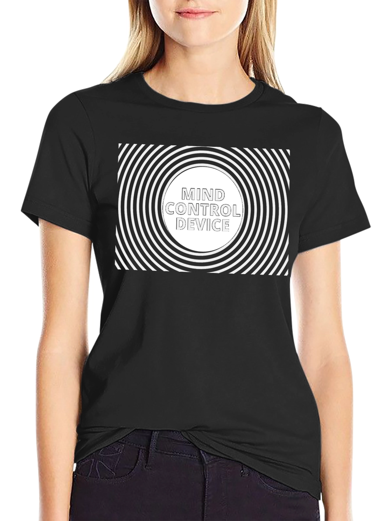 Mind Control Device Graphic T-Shirt - Hypnotic Design