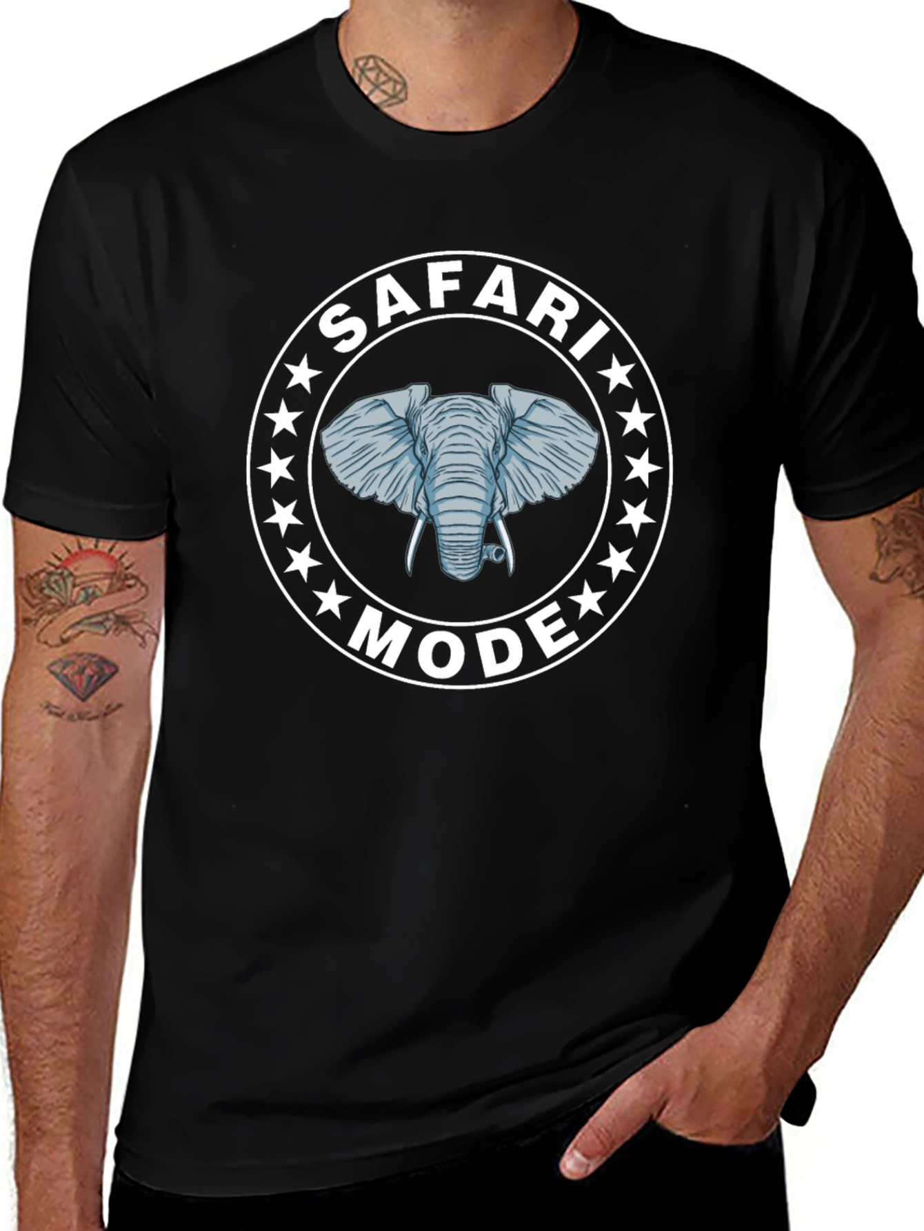 Safari Mode Elephant Graphic Tee - Unisex