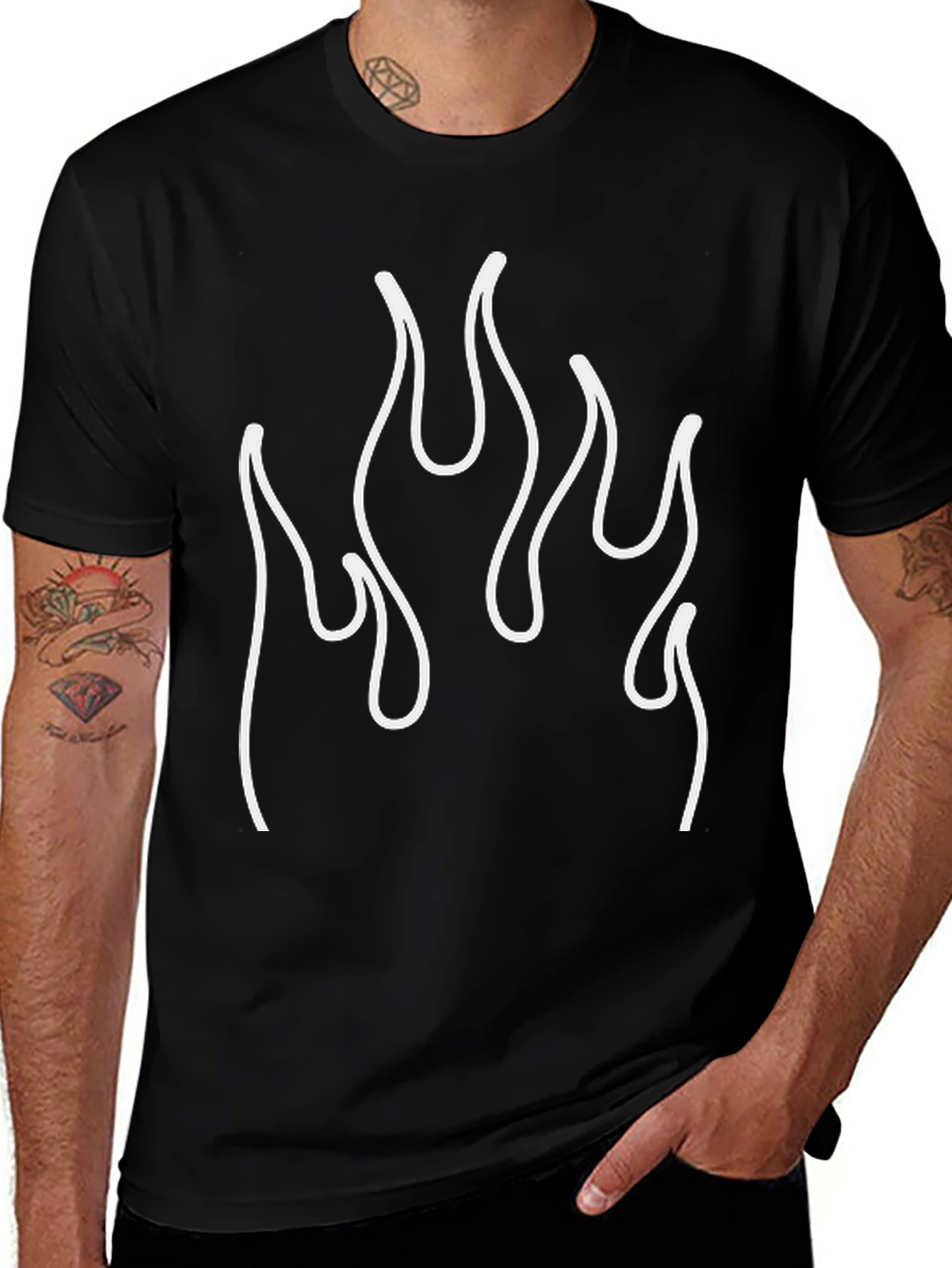 Flame Graphic Tee - Bold Black T-Shirt