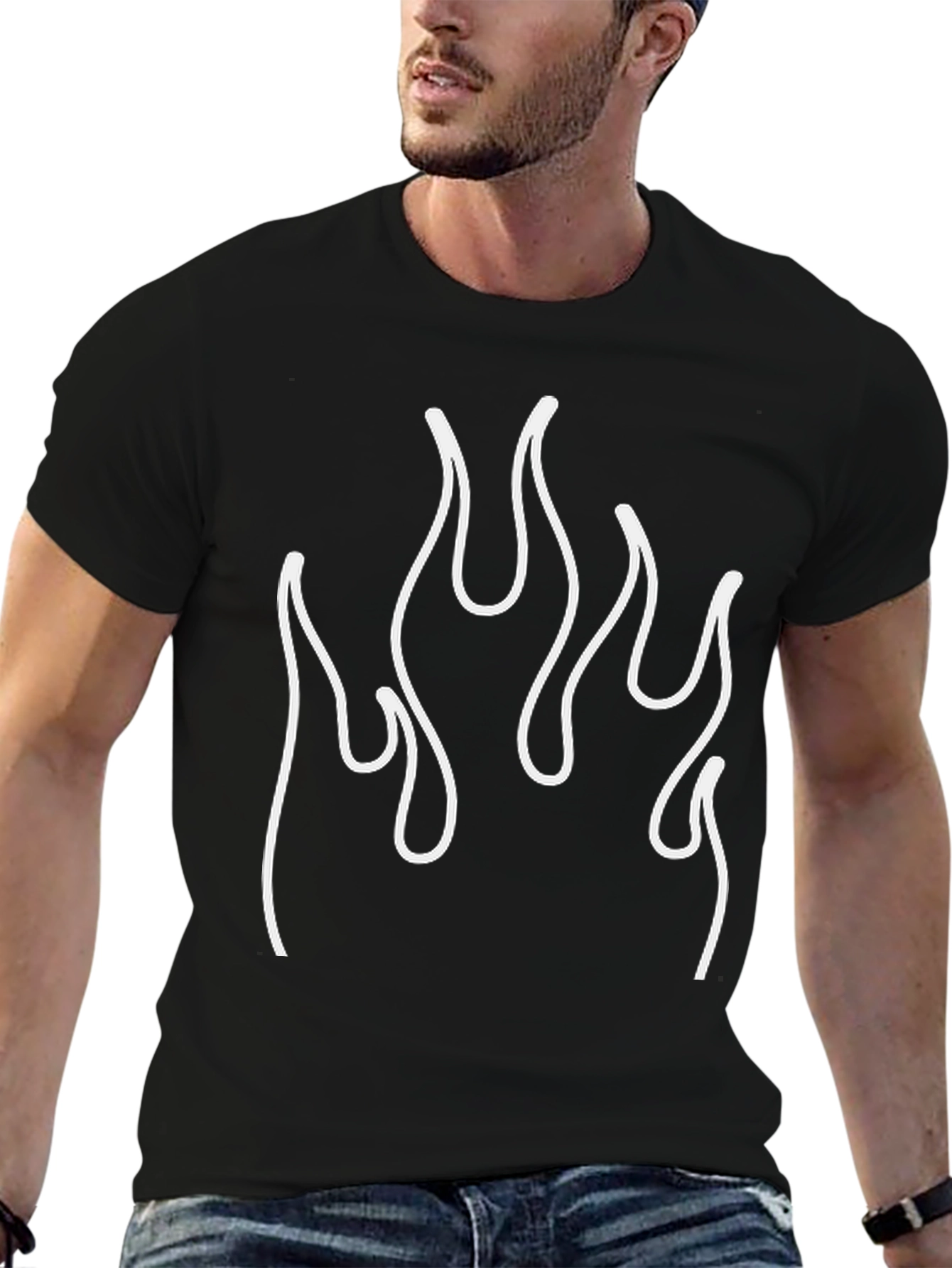 Flame Graphic Tee - Bold Black T-Shirt