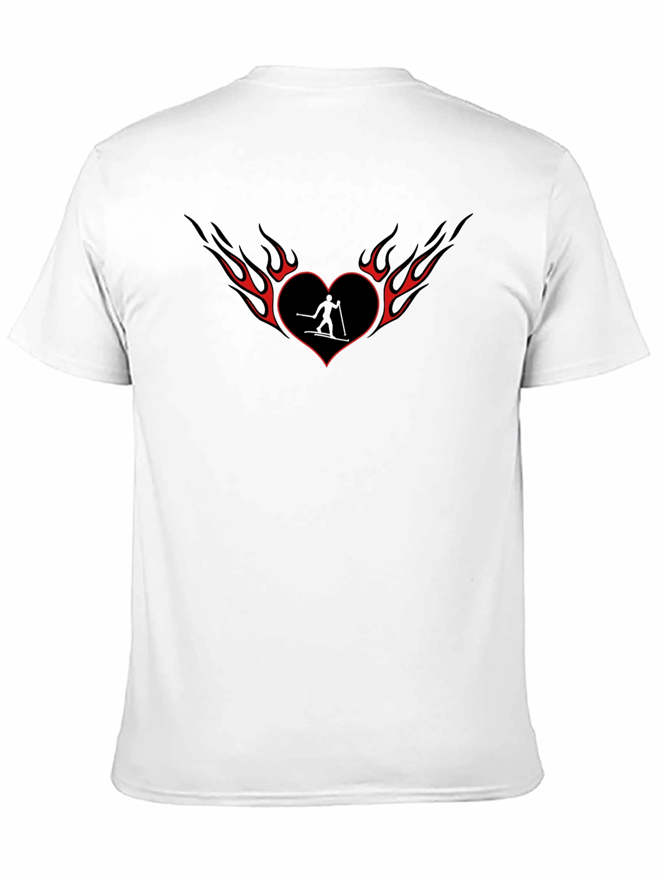 Heart Flame Skier Black T-Shirt