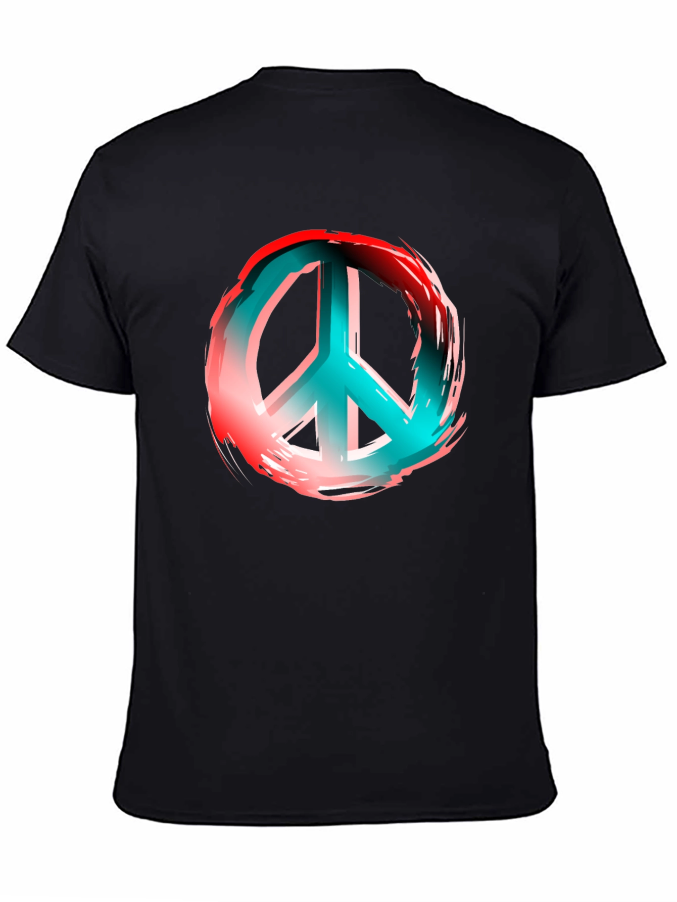 Peace Sign Graphic Print Black T-Shirt