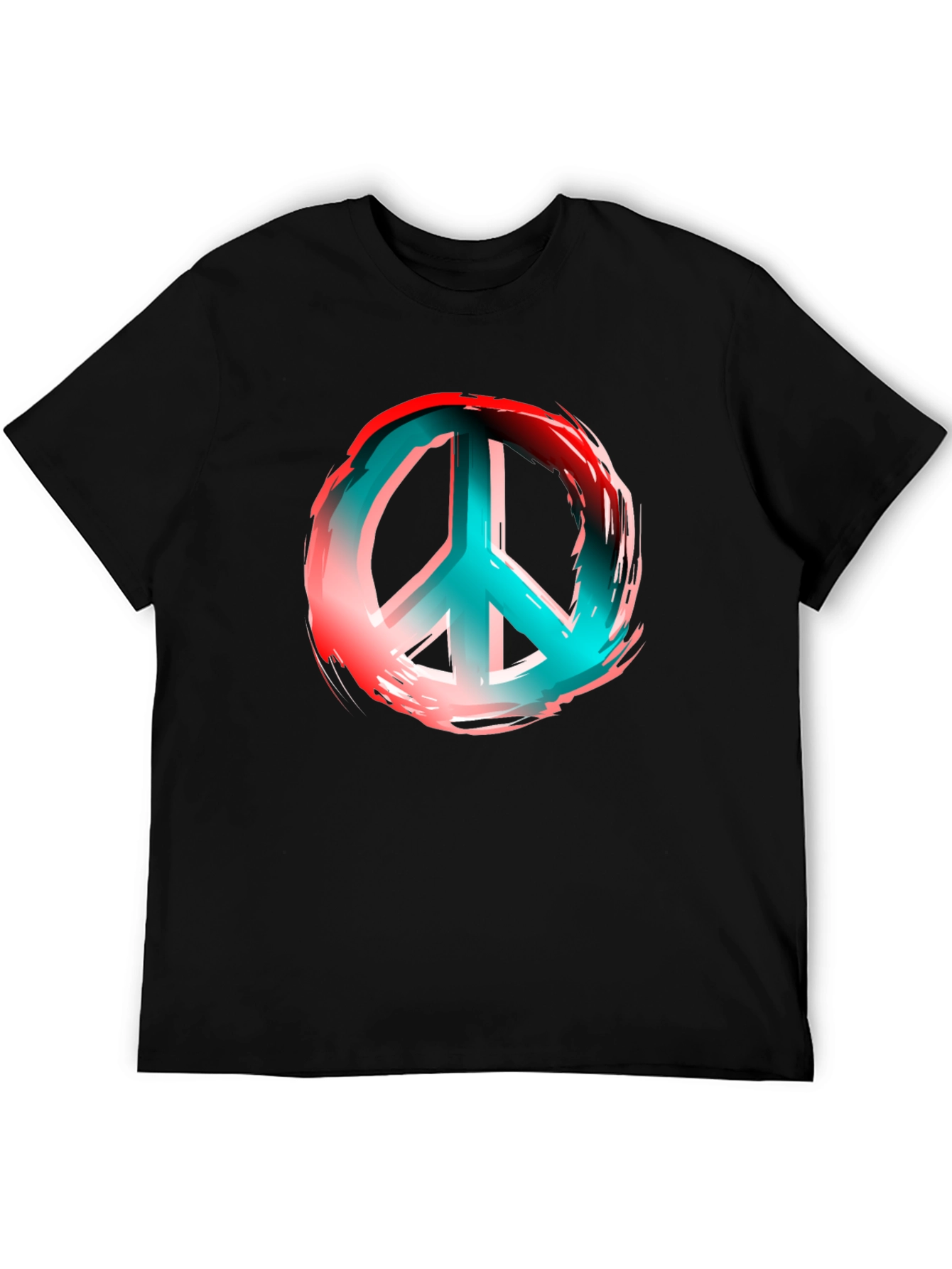 Peace Sign Graphic Print Black T-Shirt