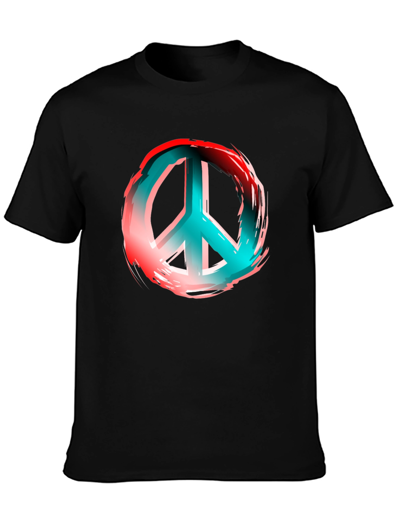 Peace Sign Graphic Print Black T-Shirt