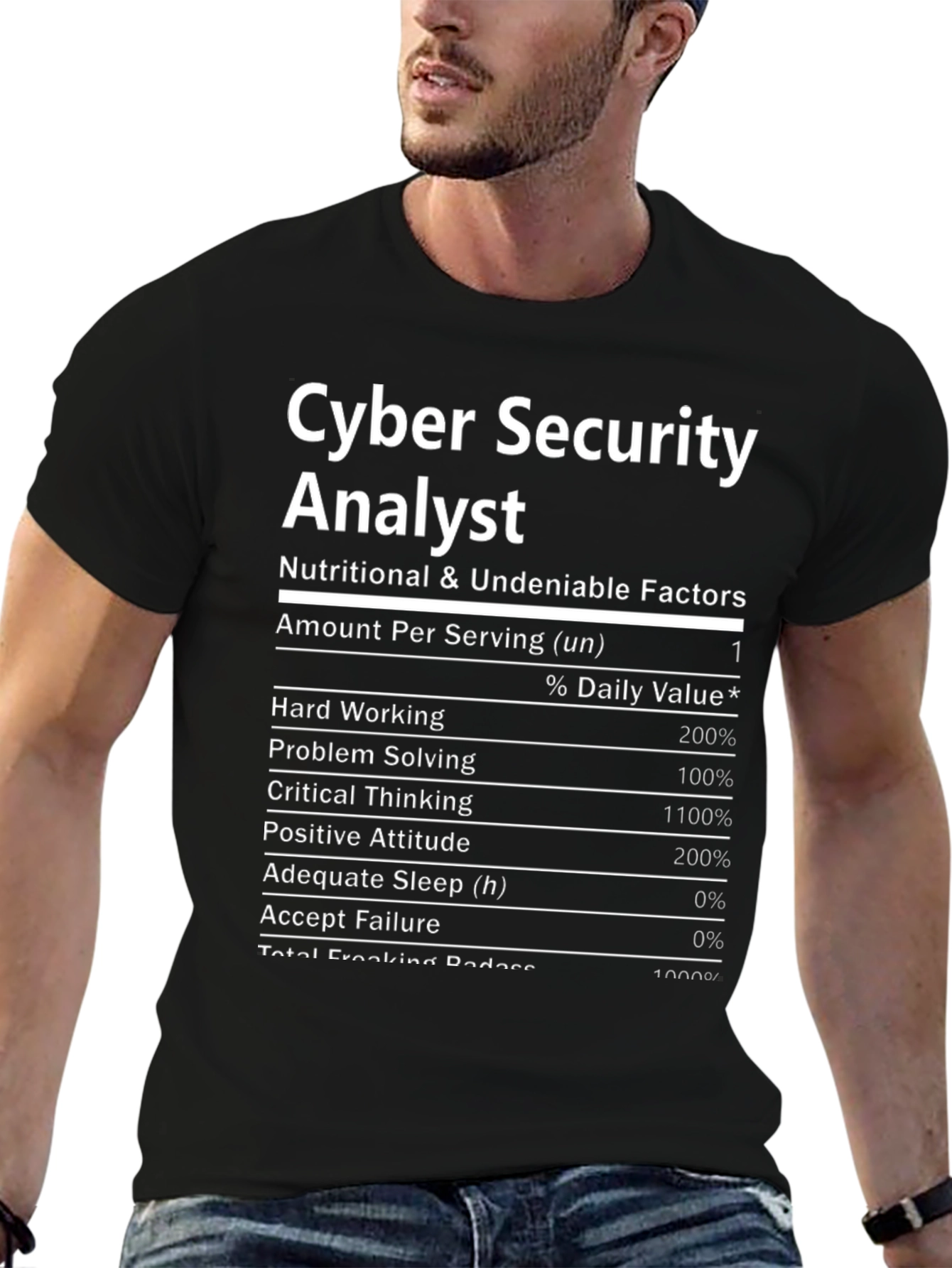 Cyber Security Analyst T-Shirt: Funny Nutrition Facts Tee