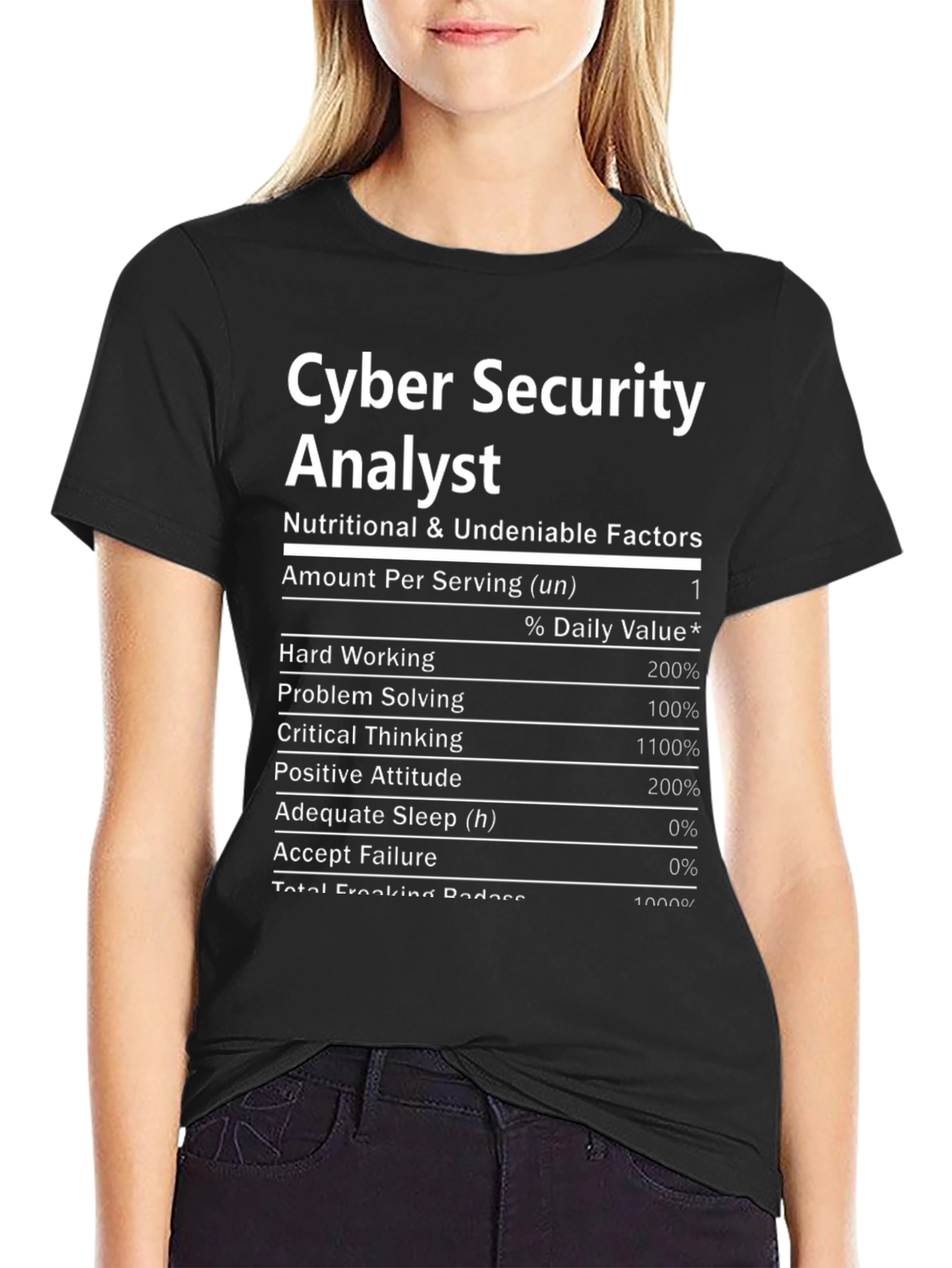Cyber Security Analyst T-Shirt: Funny Nutrition Facts Tee