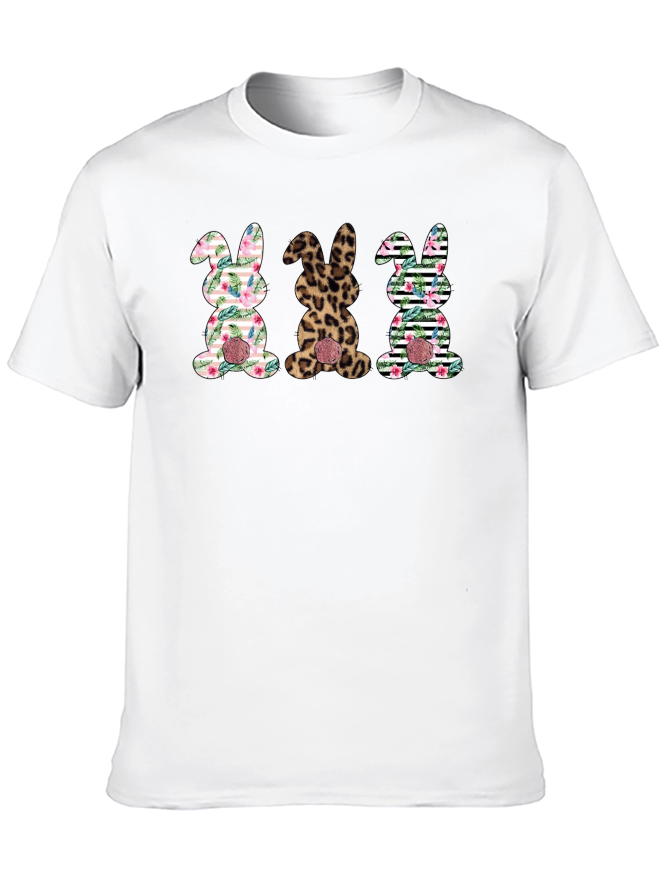Easter Bunny Trio Graphic Tee - Fun Holiday Shirt