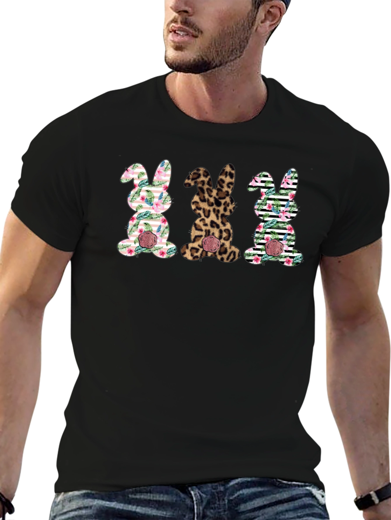 Easter Bunny Trio Graphic Tee - Fun Holiday Shirt