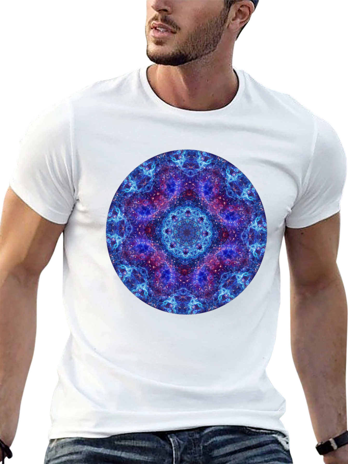 Cosmic Mandala Graphic T-Shirt - Black