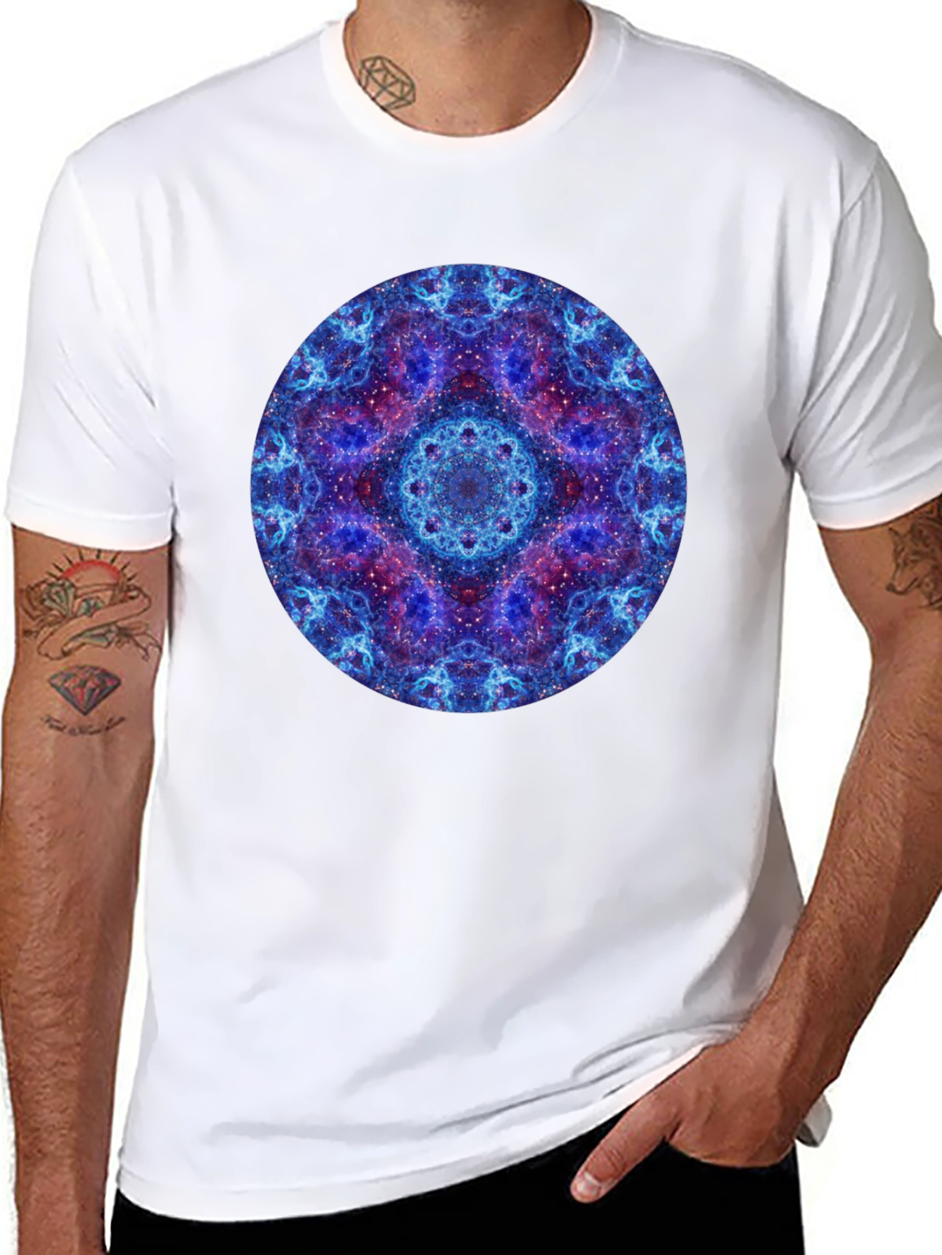 Cosmic Mandala Graphic T-Shirt - Black