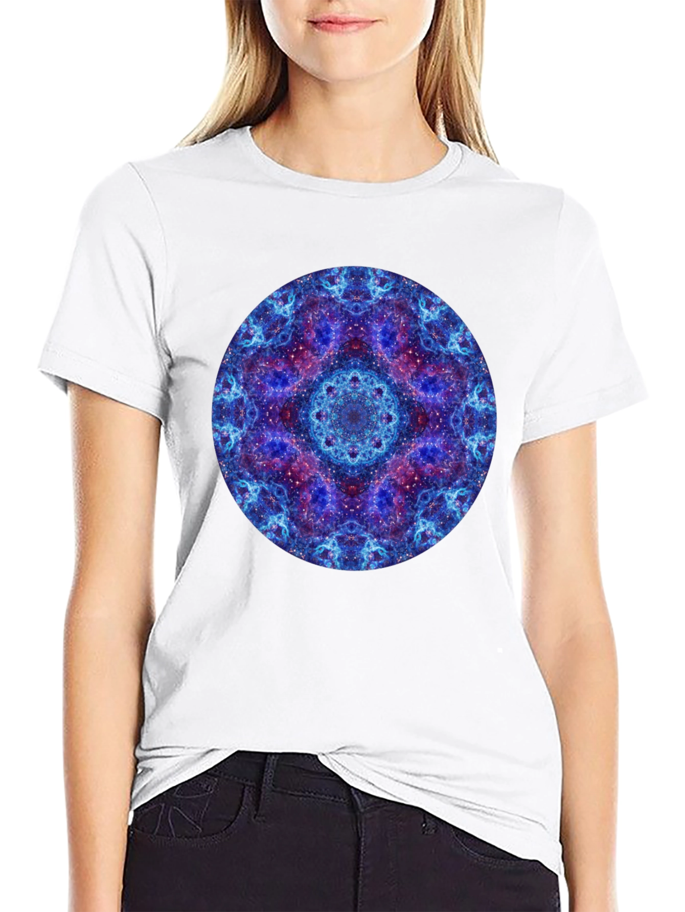 Cosmic Mandala Graphic T-Shirt - Black