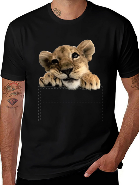 Cute Lion Cub T-Shirt: Pocket Design