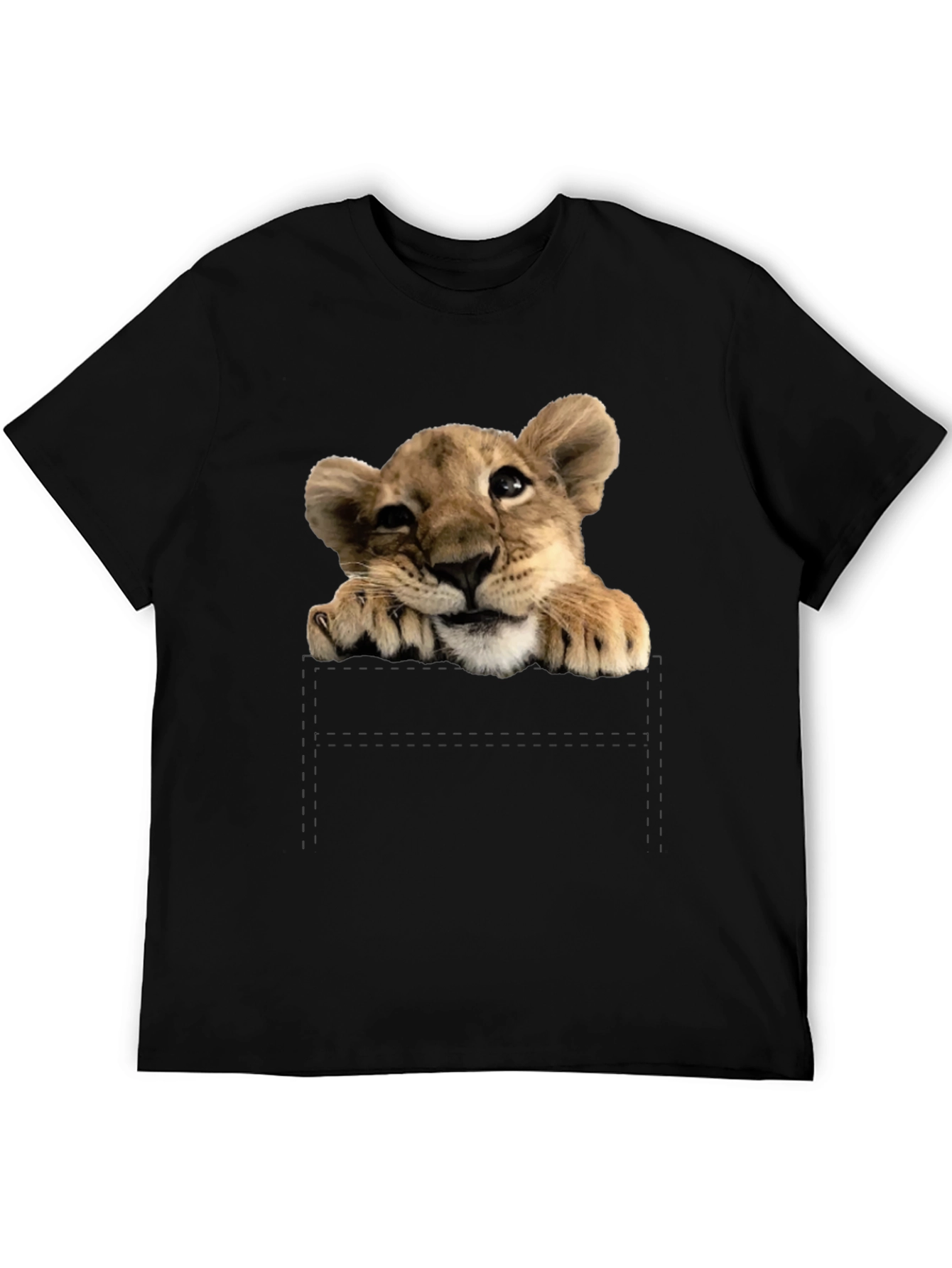 Cute Lion Cub T-Shirt: Pocket Design