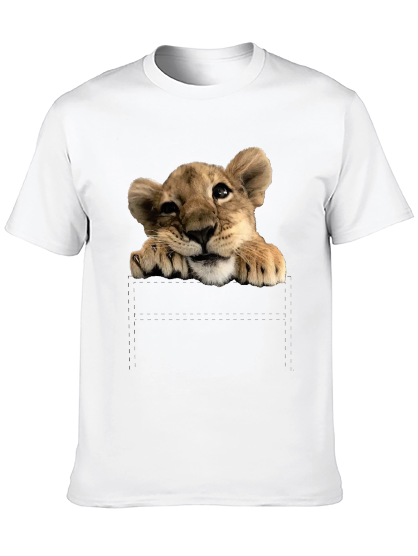 Cute Lion Cub T-Shirt: Pocket Design