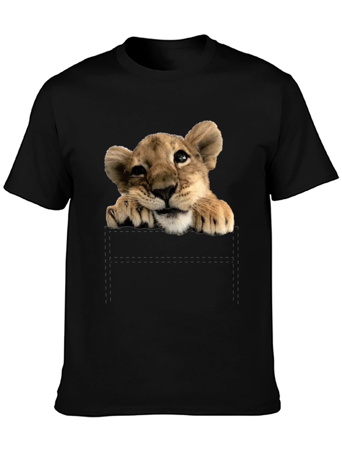 Cute Lion Cub T-Shirt: Pocket Design