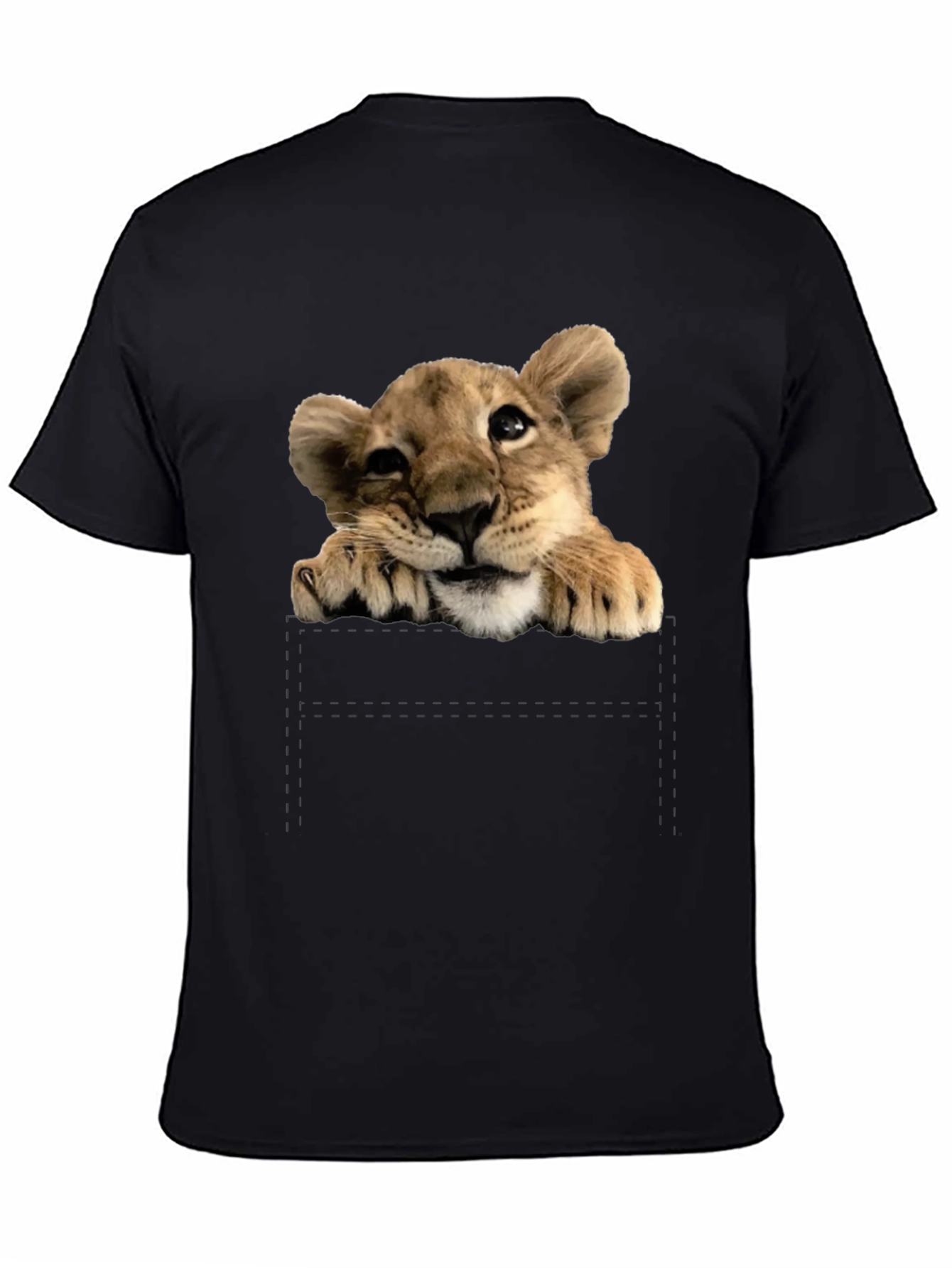 Cute Lion Cub T-Shirt: Pocket Design