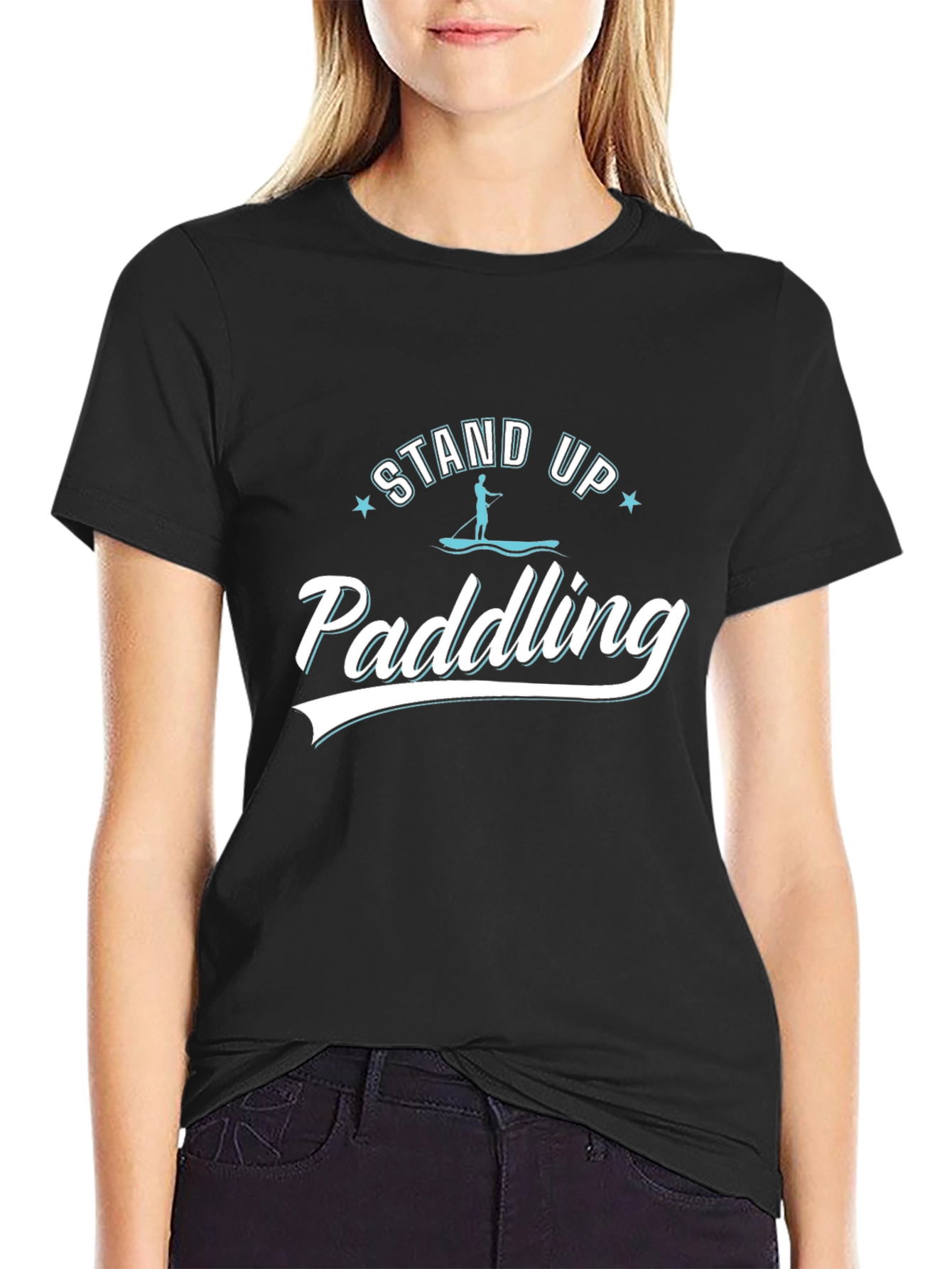 Stand Up Paddling Black T-Shirt