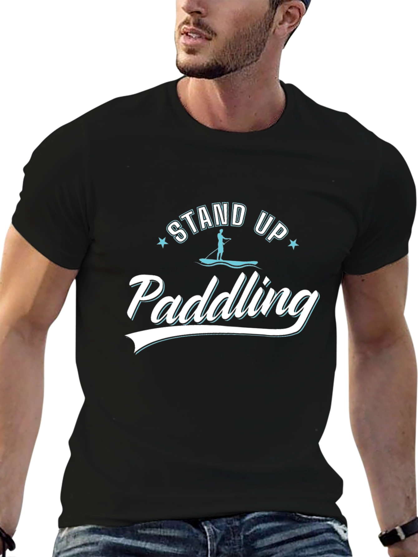 Stand Up Paddling Black T-Shirt