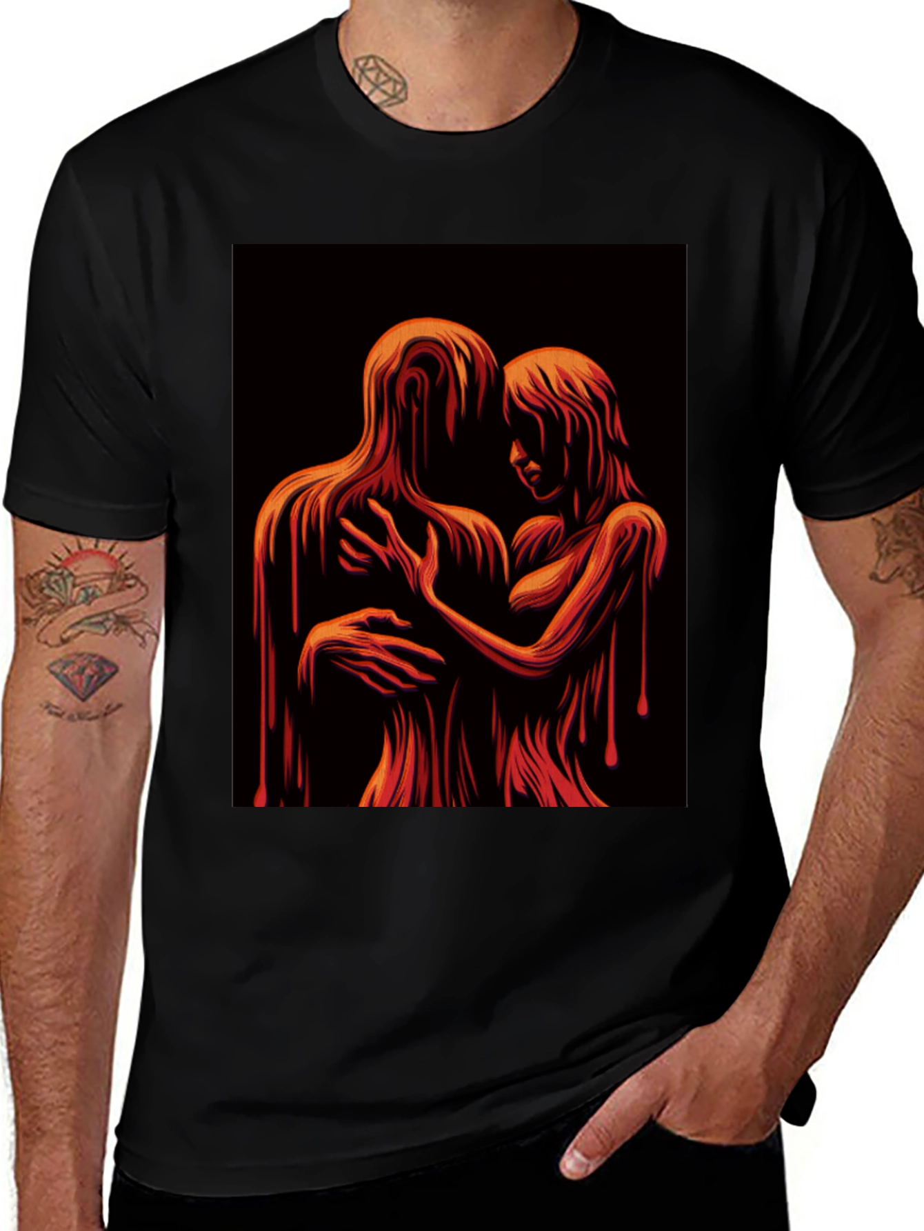 Melting Embrace Graphic Tee - Unique Art T-Shirt