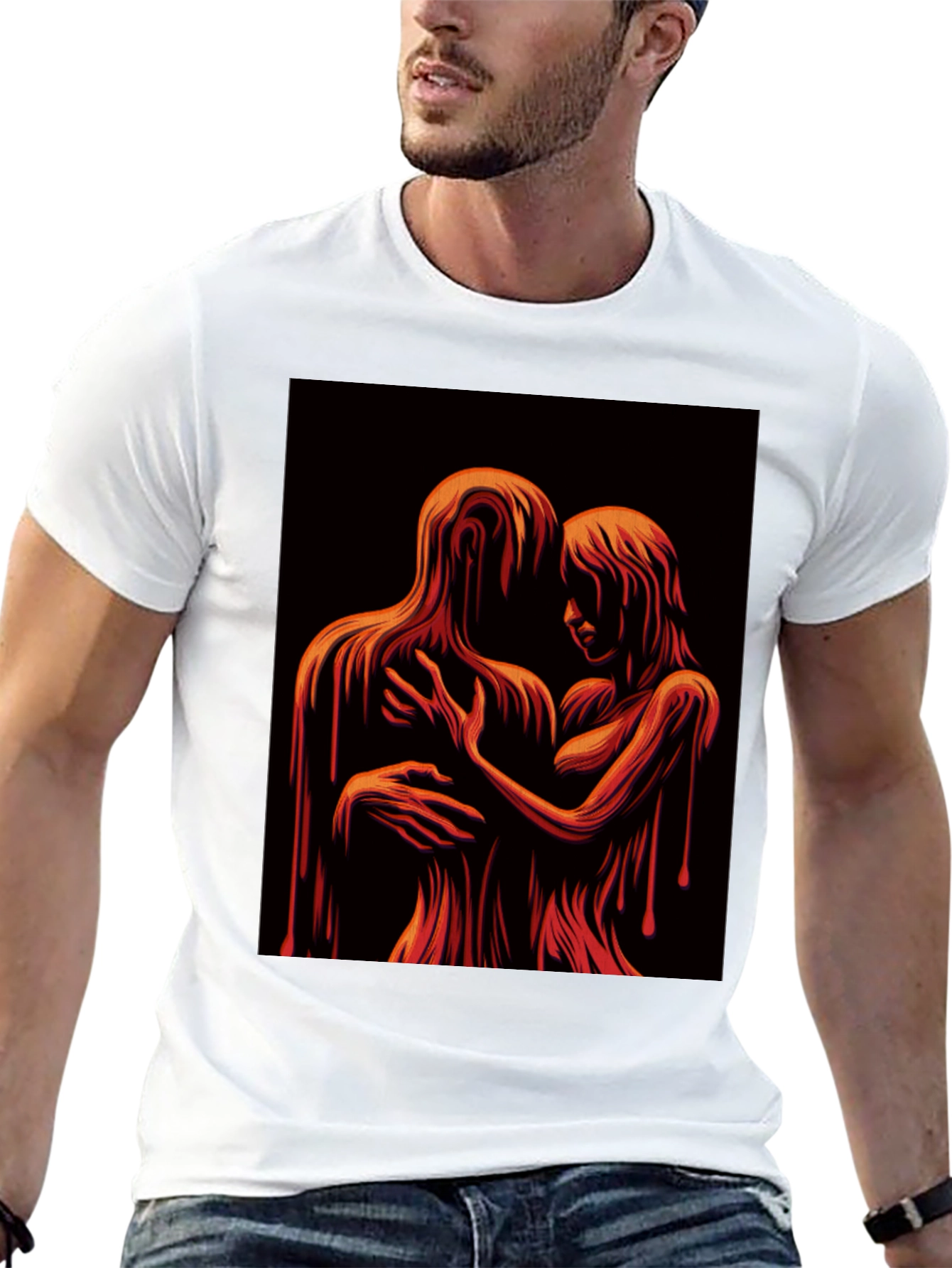 Melting Embrace Graphic Tee - Unique Art T-Shirt