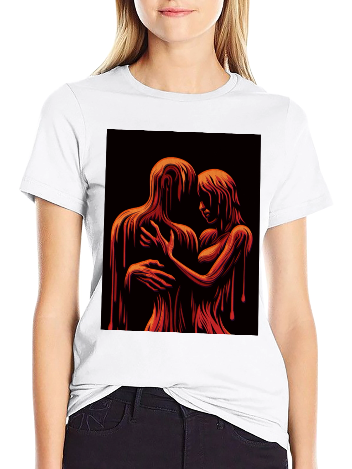 Melting Embrace Graphic Tee - Unique Art T-Shirt