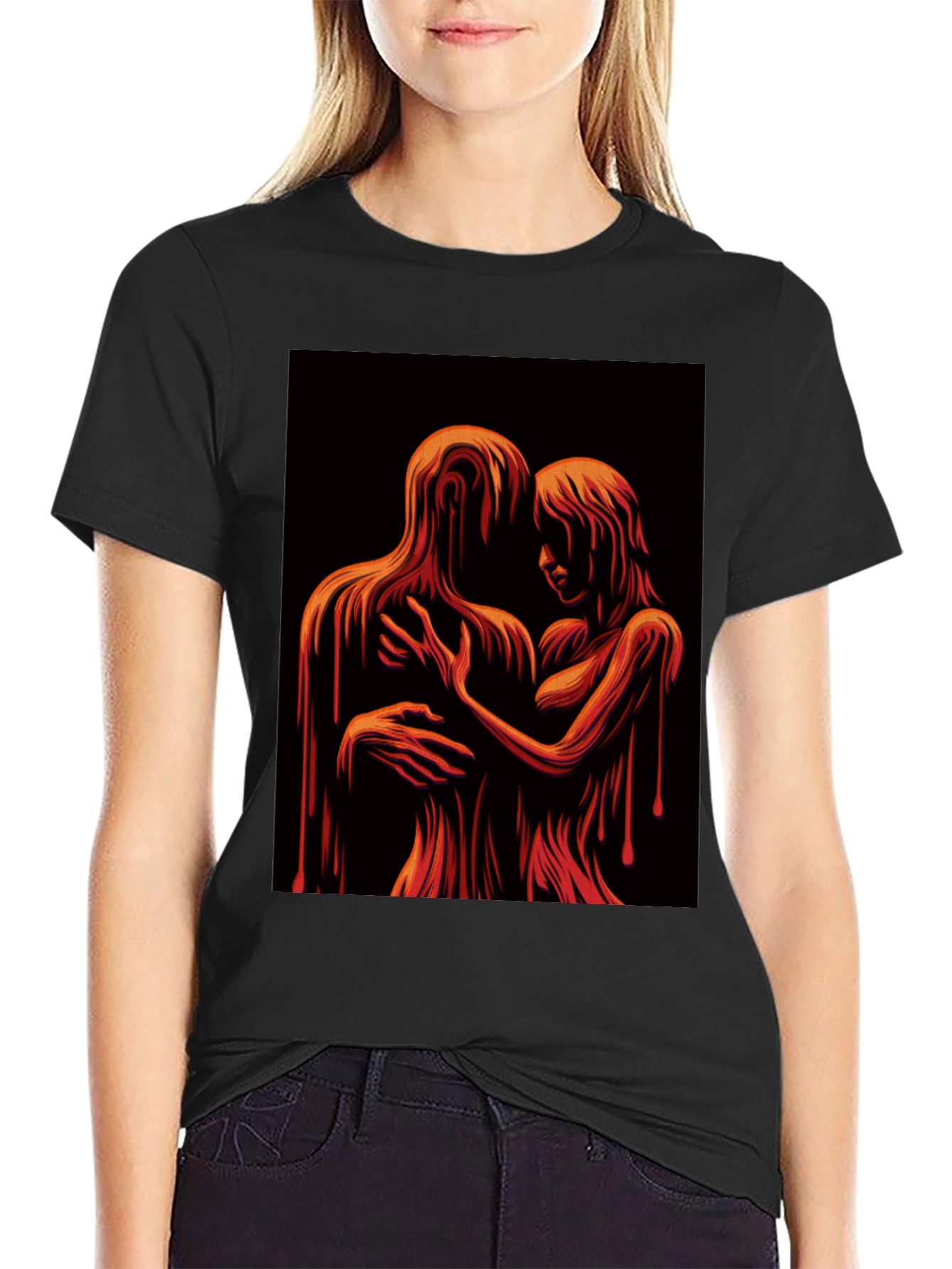 Melting Embrace Graphic Tee - Unique Art T-Shirt