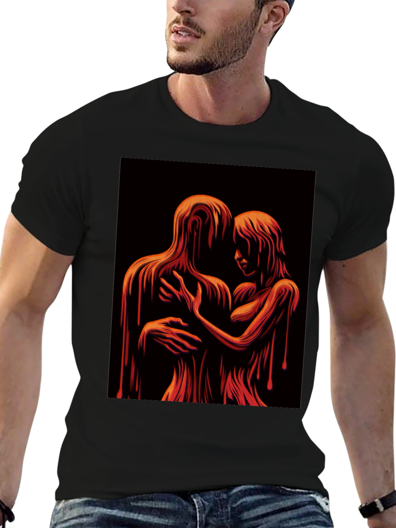 Melting Embrace Graphic Tee - Unique Art T-Shirt