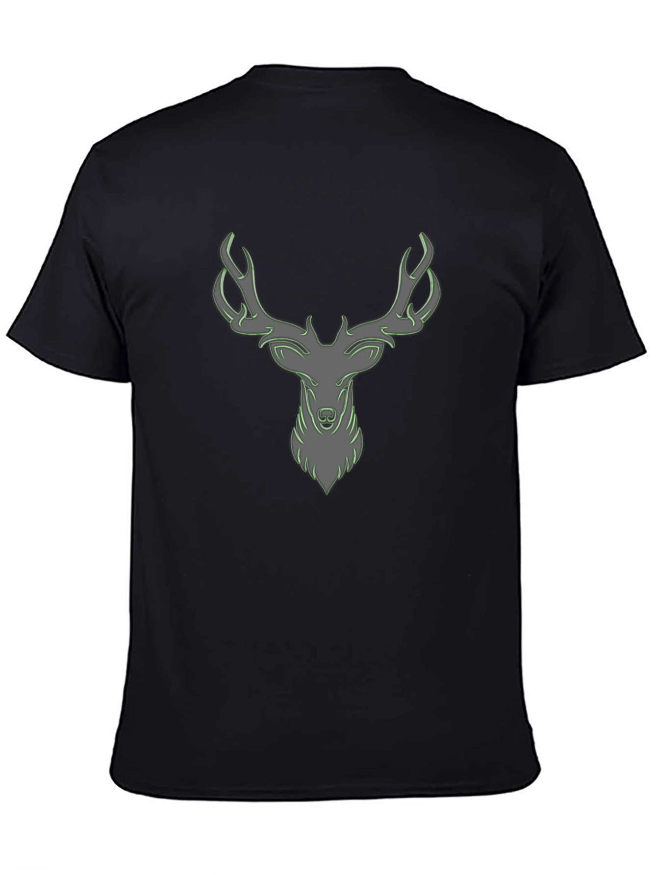 Cool Deer Head Graphic Print Black T-Shirt