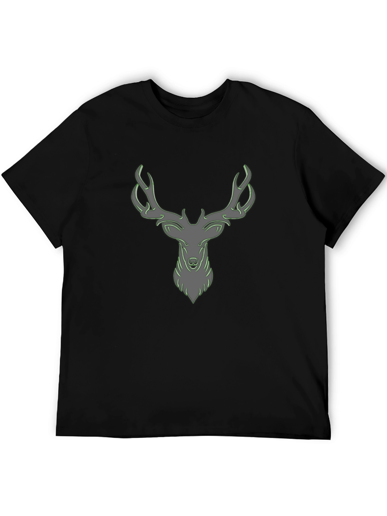 Cool Deer Head Graphic Print Black T-Shirt