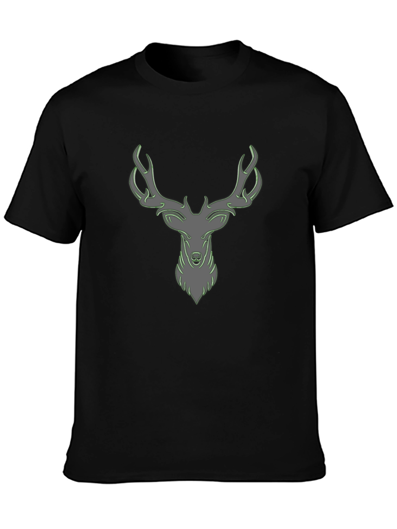Cool Deer Head Graphic Print Black T-Shirt